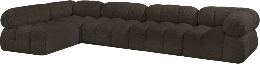 Ames Boucle Fabric Sectional Brown from Meridian - Luna Furniture