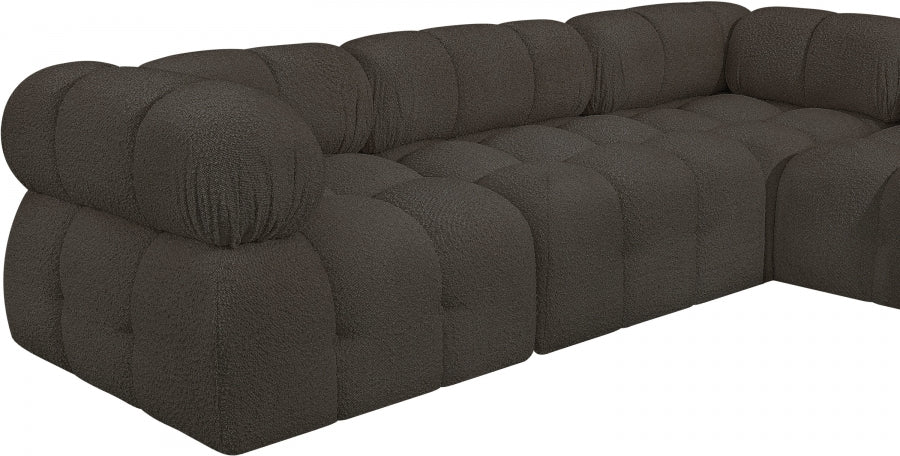 Ames Boucle Fabric Sectional Brown from Meridian - Luna Furniture