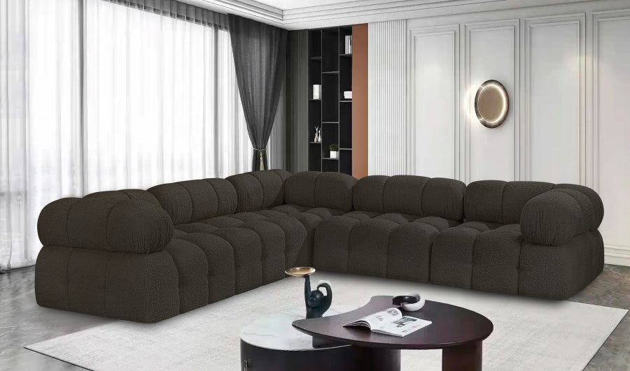 Ames Boucle Fabric Sectional Brown from Meridian - Luna Furniture