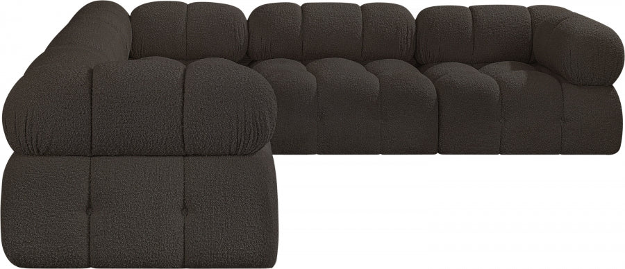 Ames Boucle Fabric Sectional Brown from Meridian - Luna Furniture