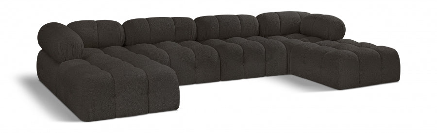 Ames Boucle Fabric Sectional Brown from Meridian - Luna Furniture