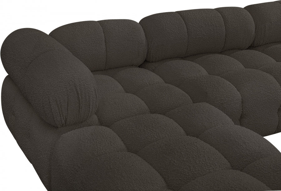 Ames Boucle Fabric Sectional Brown from Meridian - Luna Furniture