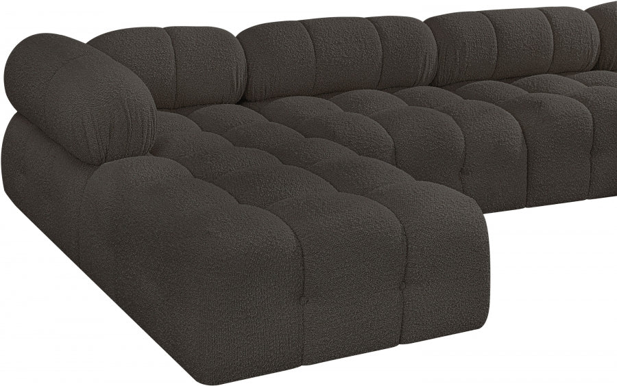 Ames Boucle Fabric Sectional Brown from Meridian - Luna Furniture