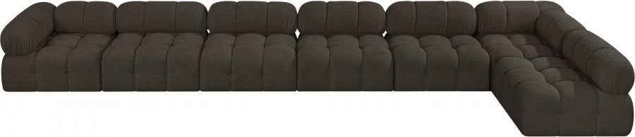 Ames Boucle Fabric Sectional Brown from Meridian - Luna Furniture