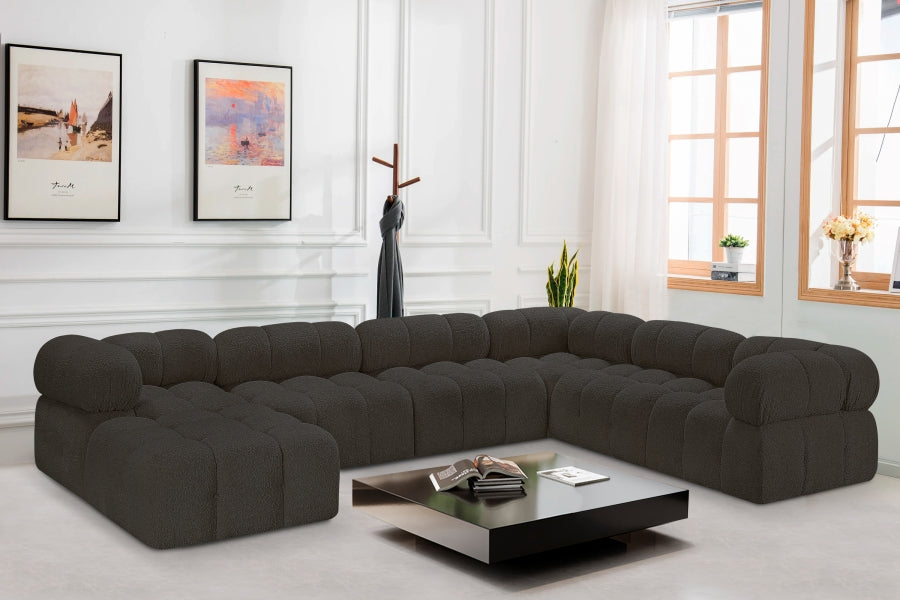 Ames Boucle Fabric Sectional Brown from Meridian - Luna Furniture