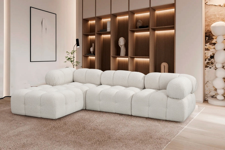 Ames Boucle Fabric Sectional Cream from Meridian - Luna Furniture