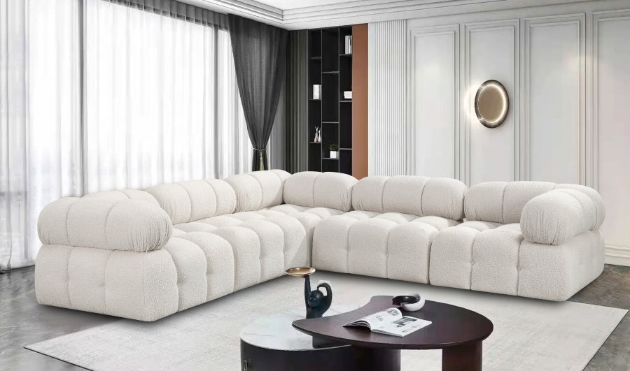 Ames Boucle Fabric Sectional Cream from Meridian - Luna Furniture