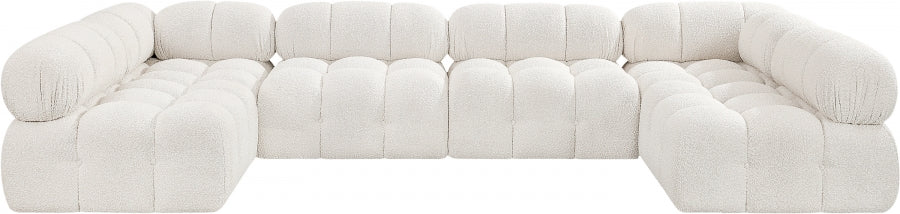 Ames Boucle Fabric Sectional Cream from Meridian - Luna Furniture