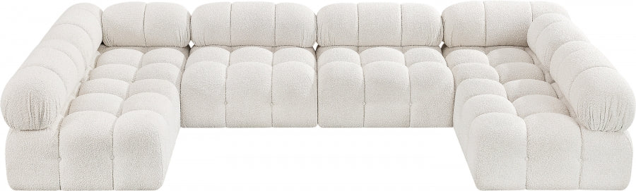 Ames Boucle Fabric Sectional Cream from Meridian - Luna Furniture