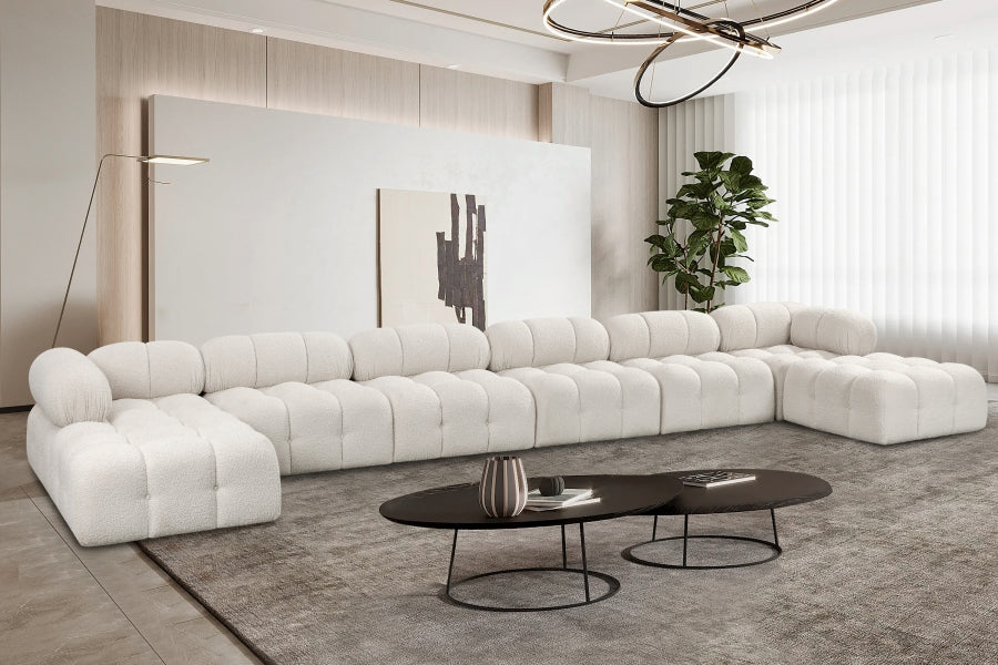 Ames Boucle Fabric Sectional Cream from Meridian - Luna Furniture