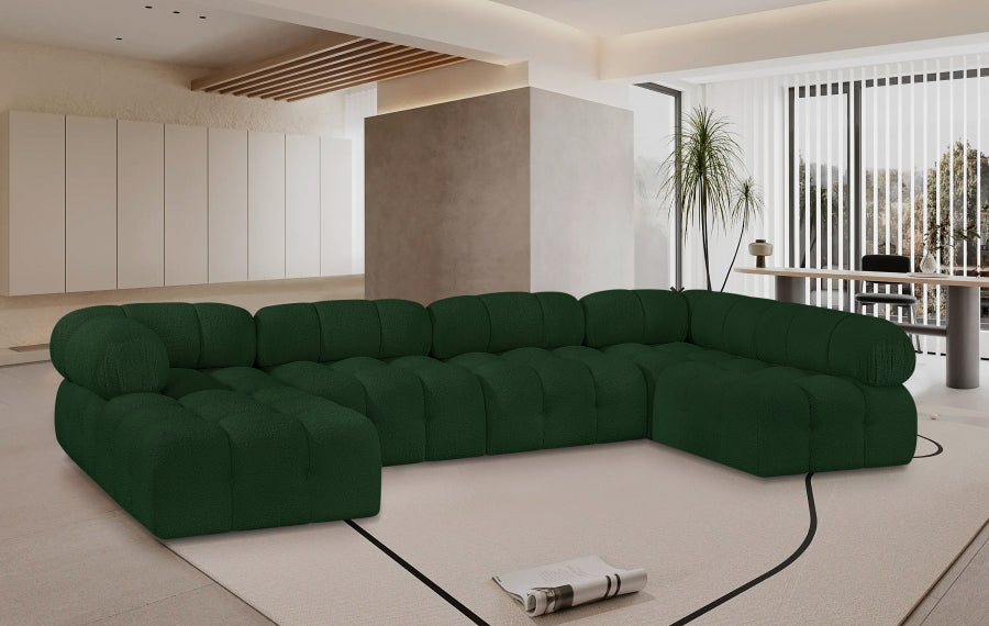 Ames Boucle Fabric Sectional Green from Meridian - Luna Furniture