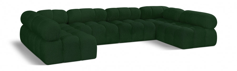 Ames Boucle Fabric Sectional Green from Meridian - Luna Furniture