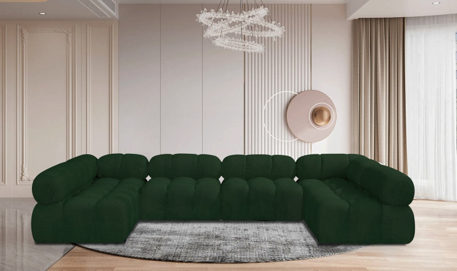 Ames Boucle Fabric Sectional Green from Meridian - Luna Furniture