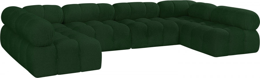 Ames Boucle Fabric Sectional Green from Meridian - Luna Furniture