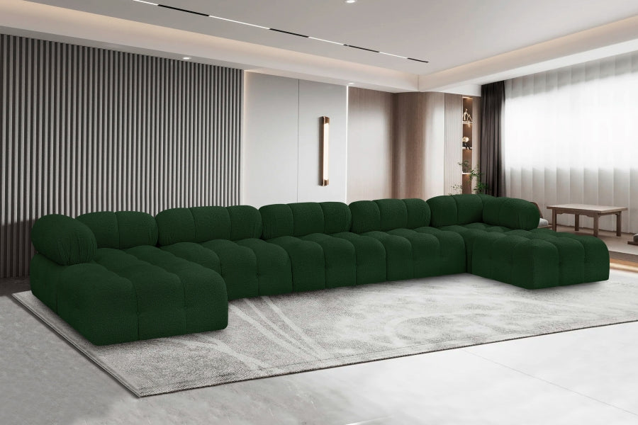 Ames Boucle Fabric Sectional Green from Meridian - Luna Furniture