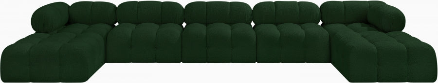 Ames Boucle Fabric Sectional Green from Meridian - Luna Furniture