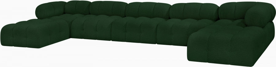 Ames Boucle Fabric Sectional Green from Meridian - Luna Furniture