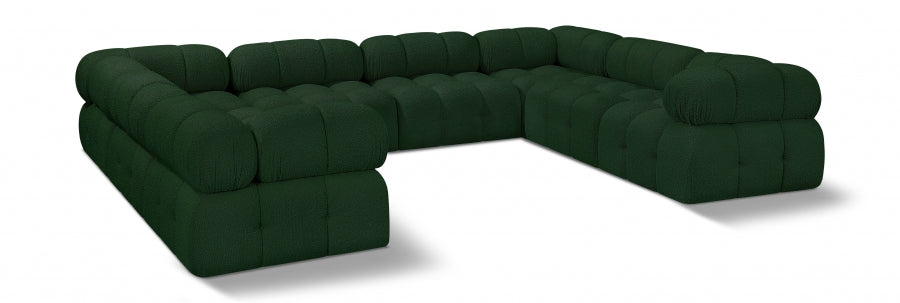 Ames Boucle Fabric Sectional Green from Meridian - Luna Furniture