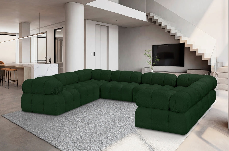 Ames Boucle Fabric Sectional Green from Meridian - Luna Furniture