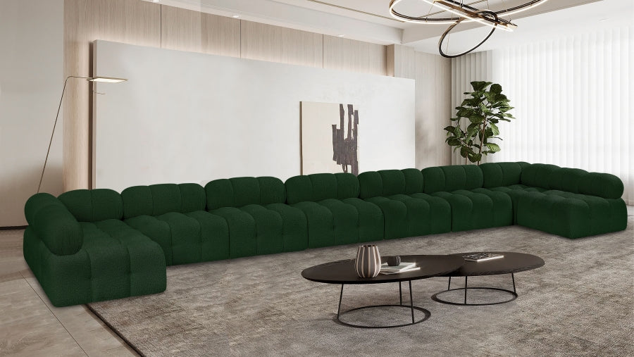 Ames Boucle Fabric Sectional Green from Meridian - Luna Furniture