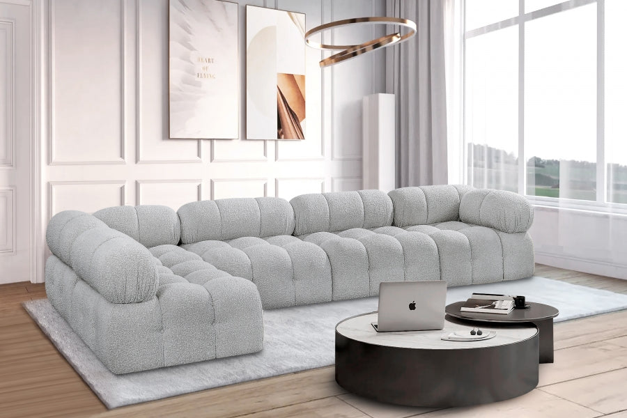 Ames Boucle Fabric Sectional Grey from Meridian - Luna Furniture