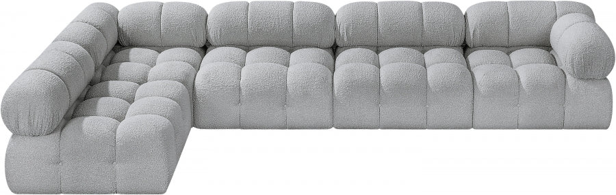 Ames Boucle Fabric Sectional Grey from Meridian - Luna Furniture