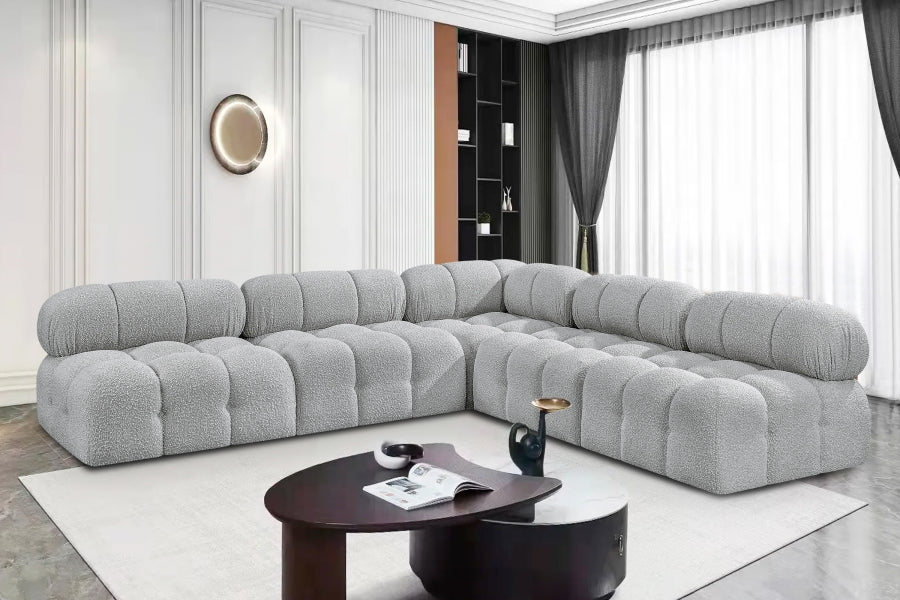 Ames Boucle Fabric Sectional Grey from Meridian - Luna Furniture