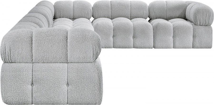 Ames Boucle Fabric Sectional Grey from Meridian - Luna Furniture