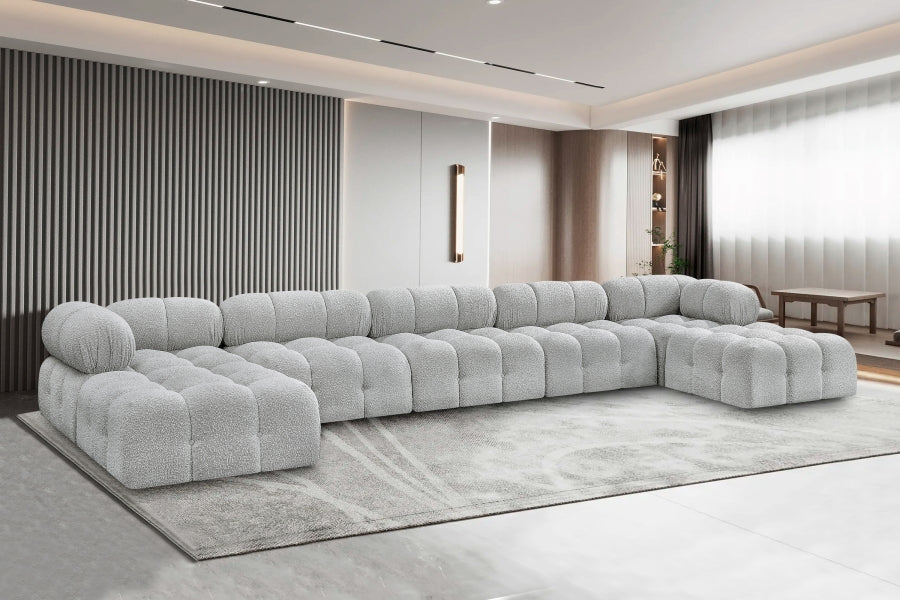 Ames Boucle Fabric Sectional Grey from Meridian - Luna Furniture