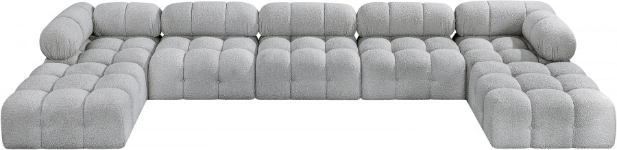 Ames Boucle Fabric Sectional Grey from Meridian - Luna Furniture