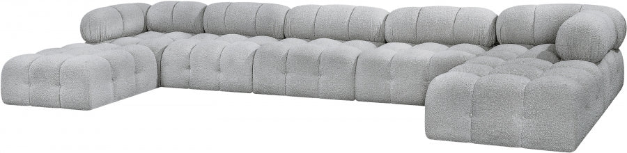 Ames Boucle Fabric Sectional Grey from Meridian - Luna Furniture