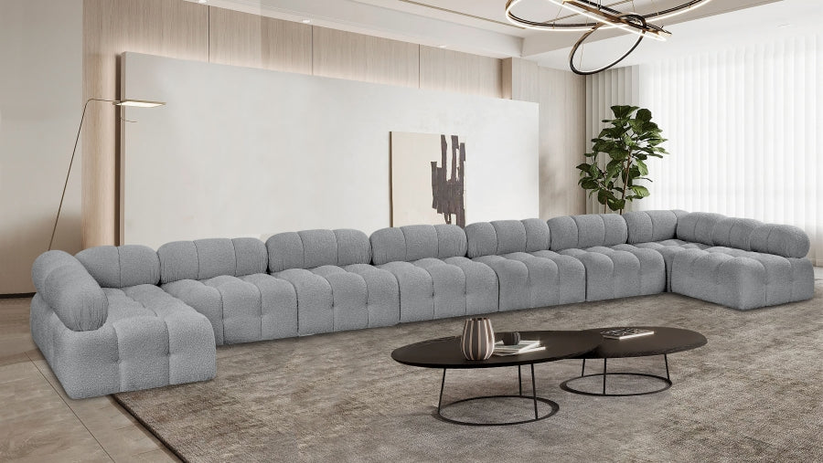 Ames Boucle Fabric Sectional Grey from Meridian - Luna Furniture