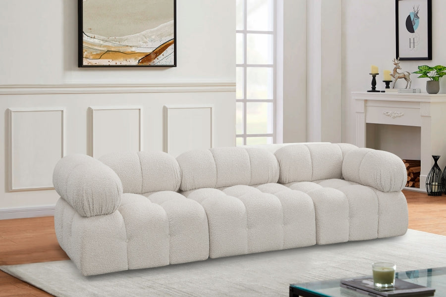 Ames Boucle Fabric Sofa Cream from Meridian - Luna Furniture