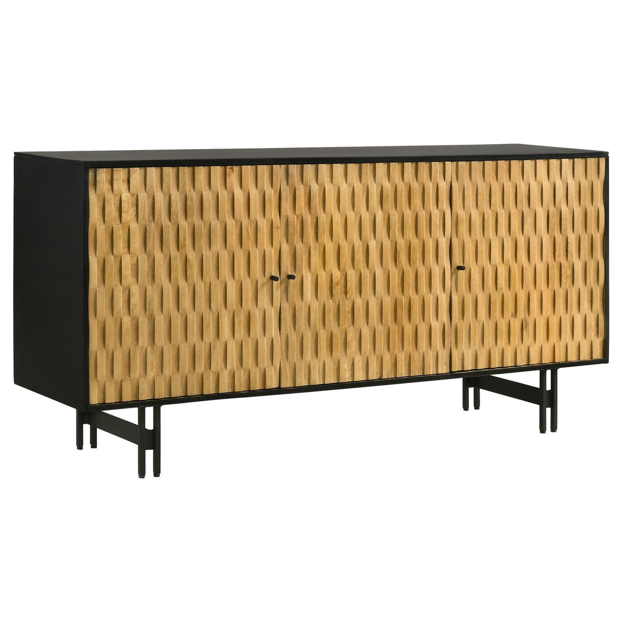 Aminah Natural/Black 3-Door Wooden Accent Cabinet from Coaster - Luna Furniture