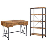 Analiese Antique Nutmeg/Black 2-Piece 3-Drawer Writing Desk Set from Coaster - Luna Furniture