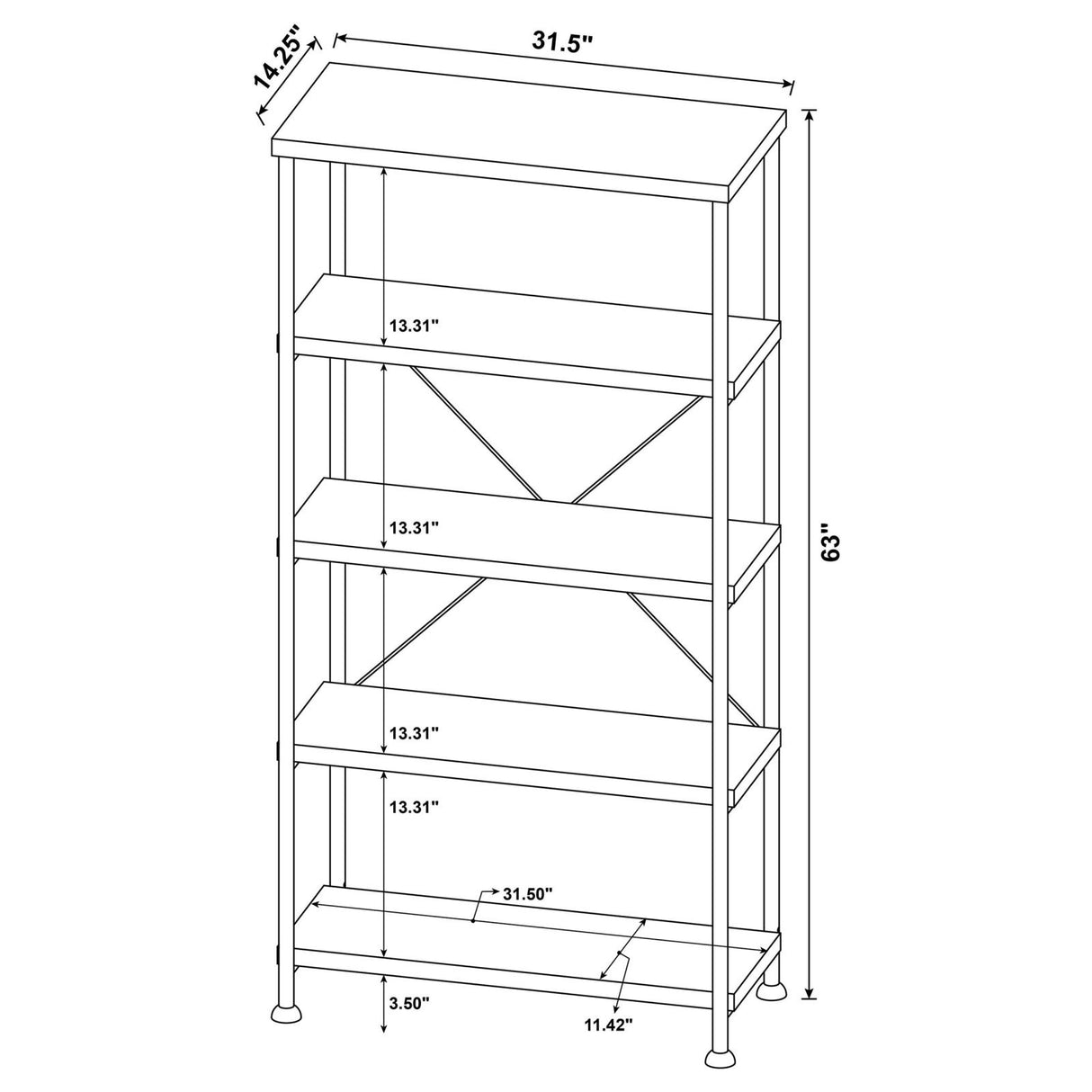 Analiese Antique Nutmeg 4-Shelf Bookcase from Coaster - Luna Furniture