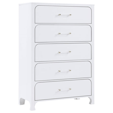 Anastasia 5-drawer Bedroom Chest Pearl White from Coaster - Luna Furniture