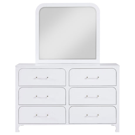 Anastasia Pearl White 6-Drawer Bedroom Dresser with Mirror from Coaster - Luna Furniture