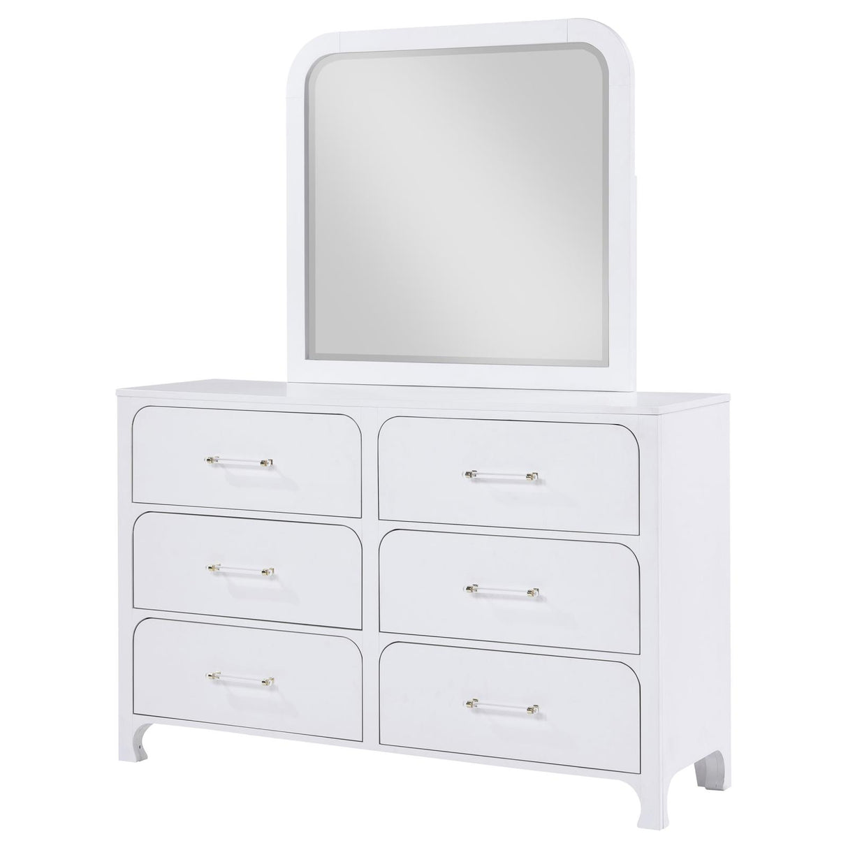 Anastasia Pearl White 6-Drawer Bedroom Dresser with Mirror from Coaster - Luna Furniture