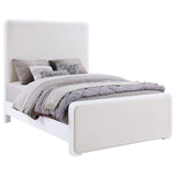 Anastasia Boucle Upholstered Eastern King Panel Bed Pearl White and Beige from Coaster - Luna Furniture