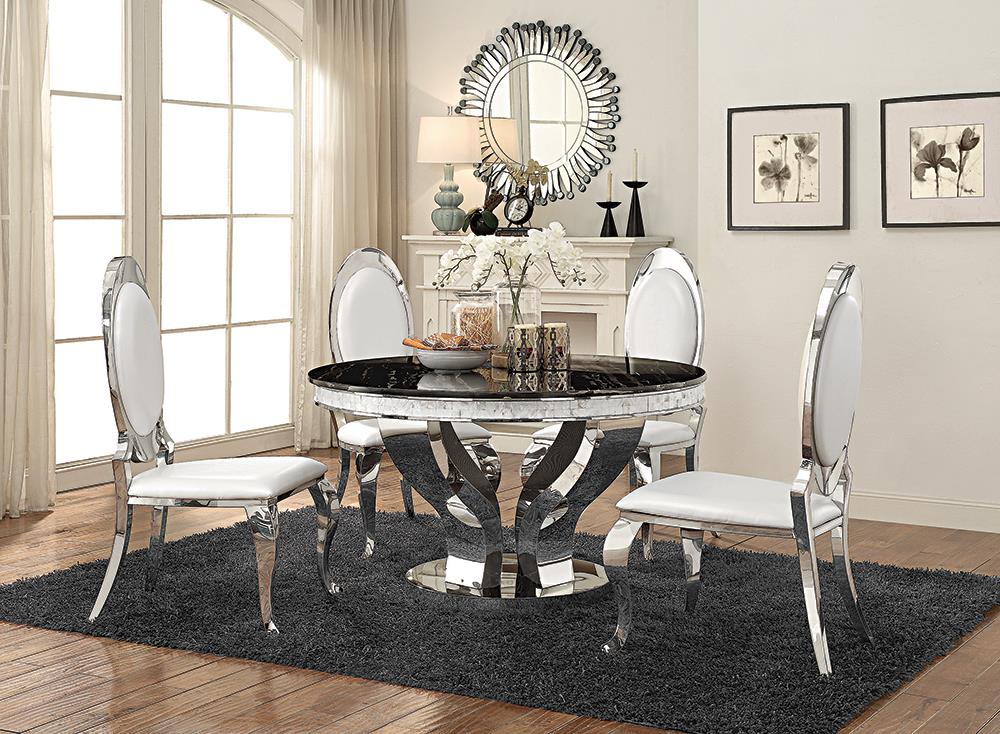 Anchorage Chrome 5-Piece Round Dining Set from Coaster - Luna Furniture