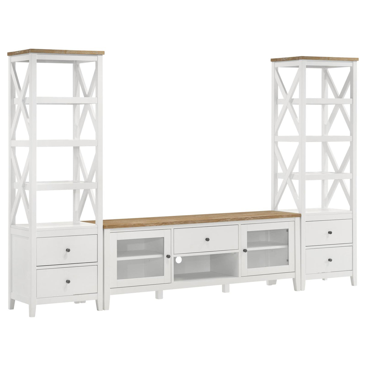 Angela 2-door Wooden 67" TV Stand Brown and White from Coaster - Luna Furniture