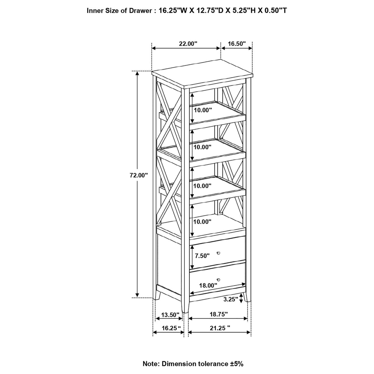 Angela 4-shelf Wooden Media Tower with Drawers Brown and White - 708254 - Luna Furniture