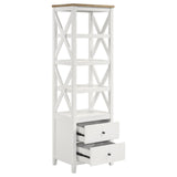 Angela 4-shelf Wooden Media Tower with Drawers Brown and White - 708254 - Luna Furniture