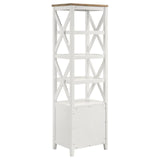 Angela 4-shelf Wooden Media Tower with Drawers Brown and White - 708254 - Luna Furniture