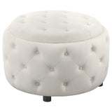 Angelina Tufted Storage Round Ottoman Pearl from Coaster - Luna Furniture