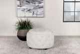 Angelina Tufted Storage Round Ottoman Pearl from Coaster - Luna Furniture