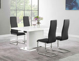 Anges White High Gloss/Black 5-Piece Dining Set from Coaster - Luna Furniture