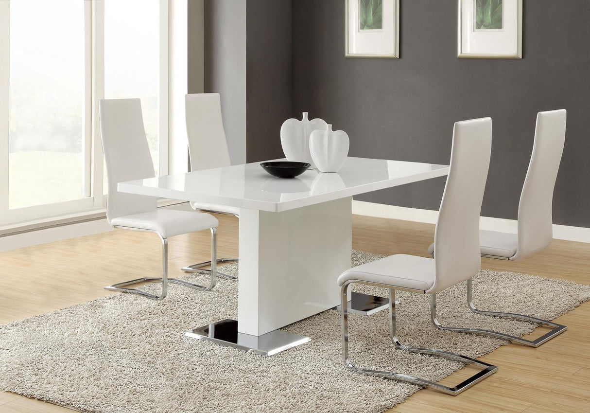 Anges White High Gloss/White 5-Piece Dining Set from Coaster - Luna Furniture