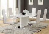 Anges T-shaped Pedestal Dining Table Glossy White - 102310 - Luna Furniture